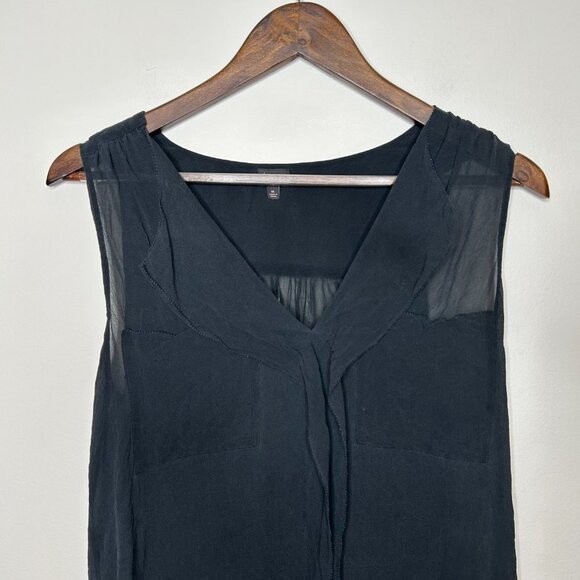 Aritzia t. babaton Sheer 100% Silk Sleeveless Blouse Faux Button Down Medium - Picture 7 of 7